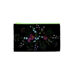 Embroidery Trend Floral Pattern Small Branches Herb Rose Cosmetic Bag (xs) by Ndabl3x