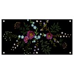 Embroidery Trend Floral Pattern Small Branches Herb Rose Banner and Sign 4  x 2  Front