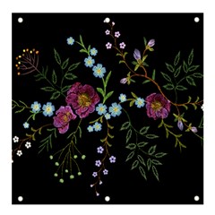 Embroidery Trend Floral Pattern Small Branches Herb Rose Banner And Sign 4  X 4  by Ndabl3x