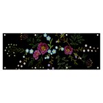 Embroidery Trend Floral Pattern Small Branches Herb Rose Banner and Sign 8  x 3  Front