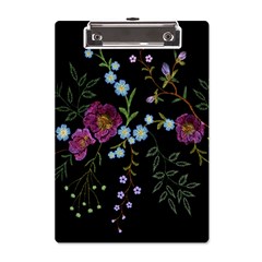 Embroidery Trend Floral Pattern Small Branches Herb Rose A5 Acrylic Clipboard by Ndabl3x