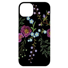 Embroidery Trend Floral Pattern Small Branches Herb Rose Iphone 14 Plus Black Uv Print Case by Ndabl3x