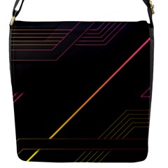 Gradient Geometric Shapes Dark Background Flap Closure Messenger Bag (s) by Ndabl3x