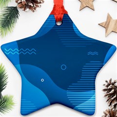 Abstract Classic Blue Background Star Ornament (two Sides)