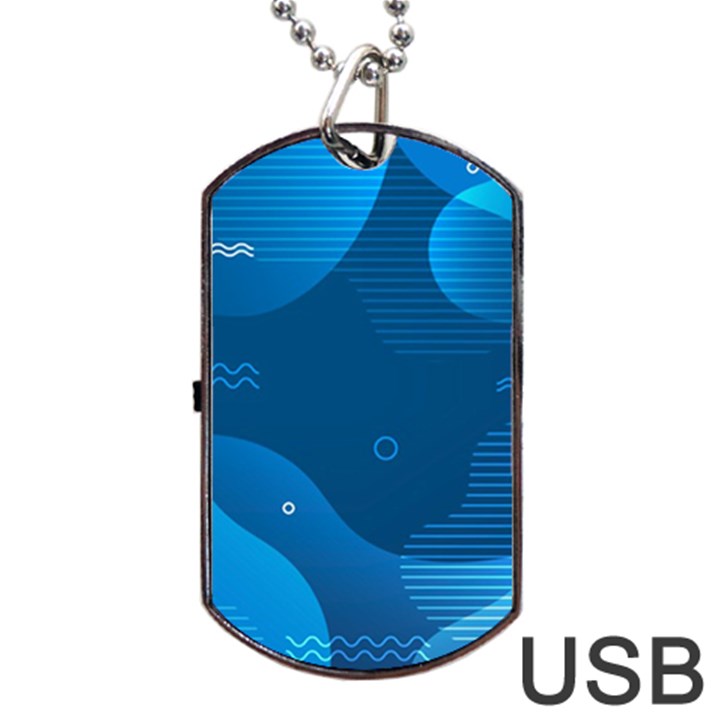 Abstract Classic Blue Background Dog Tag USB Flash (Two Sides)