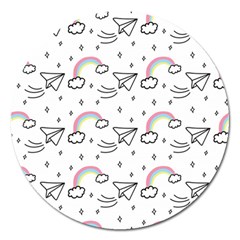 Cute Art Print Pattern Magnet 5  (round) by Ndabl3x