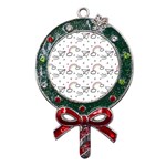 Cute Art Print Pattern Metal X Mas Lollipop with Crystal Ornament Front