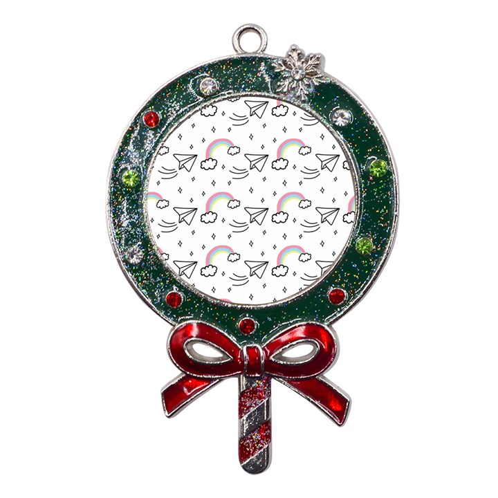 Cute Art Print Pattern Metal X Mas Lollipop with Crystal Ornament