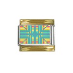 Checkerboard Squares Abstract Art Gold Trim Italian Charm (9mm) Front