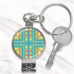 Checkerboard Squares Abstract Art Nail Clippers Key Chain by Ravend