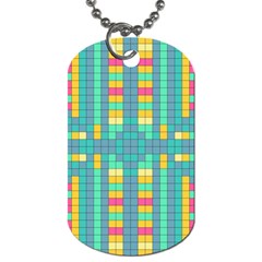 Checkerboard Squares Abstract Art Dog Tag (two Sides) by Ravend