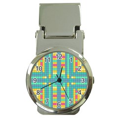 Checkerboard Squares Abstract Art Money Clip Watches by Ravend