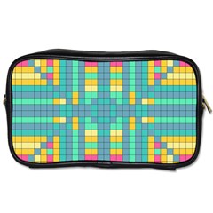 Checkerboard Squares Abstract Art Toiletries Bag (two Sides) by Ravend