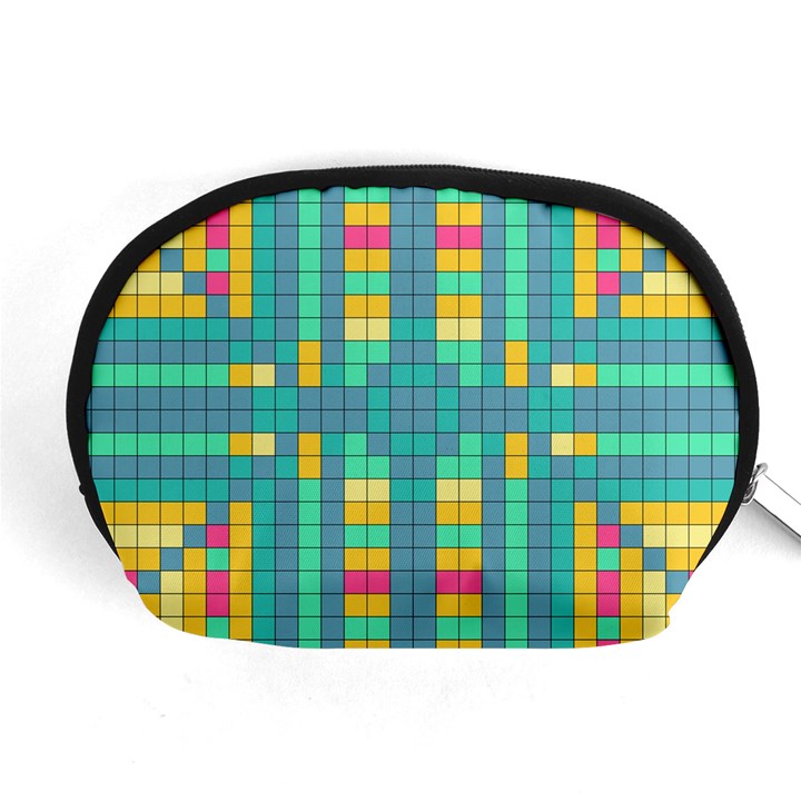 Checkerboard Squares Abstract Art Accessory Pouch (Medium)