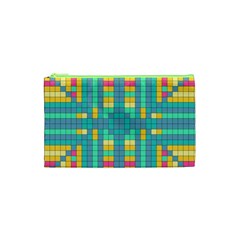 Checkerboard Squares Abstract Art Cosmetic Bag (xs) by Ravend