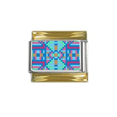 Checkerboard Square Abstract Gold Trim Italian Charm (9mm) by Ravend