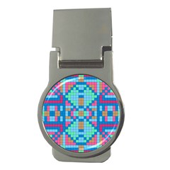 Checkerboard Square Abstract Money Clips (round)  by Ravend