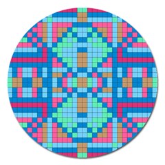 Checkerboard Square Abstract Magnet 5  (round) by Ravend