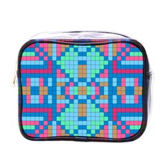 Checkerboard Square Abstract Mini Toiletries Bag (one Side) by Ravend