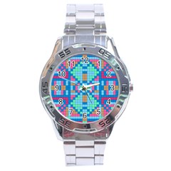 Checkerboard Square Abstract Stainless Steel Analogue Watch by Ravend