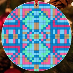 Checkerboard Square Abstract Uv Print Acrylic Ornament Round by Ravend