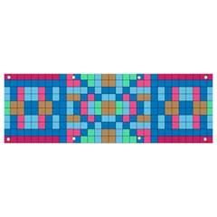 Checkerboard Square Abstract Banner And Sign 9  X 3  by Ravend