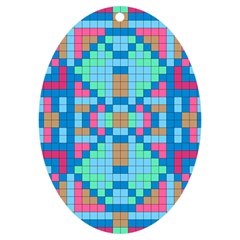 Checkerboard Square Abstract Uv Print Acrylic Ornament Oval by Ravend