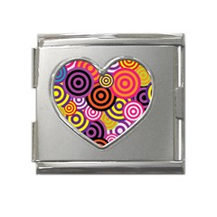 Abstract Circles Background Retro Mega Link Heart Italian Charm (18mm)