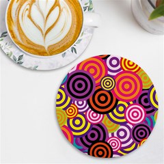 Abstract Circles Background Retro UV Print Round Tile Coaster