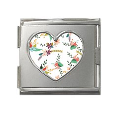 Floral Backdrop Pattern Flower Mega Link Heart Italian Charm (18mm) by Ravend