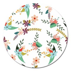 Floral Backdrop Pattern Flower Magnet 5  (round) by Ravend