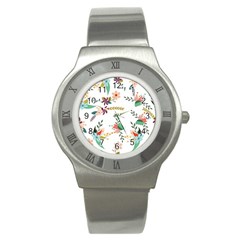 Floral Backdrop Pattern Flower Stainless Steel Watch by Ravend