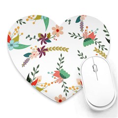 Floral Backdrop Pattern Flower Heart Mousepad by Ravend