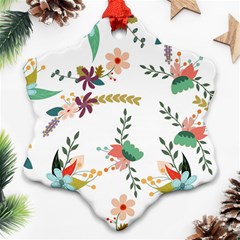 Floral Backdrop Pattern Flower Ornament (snowflake) by Ravend