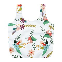 Floral Backdrop Pattern Flower Full Print Recycle Bag (l) by Ravend