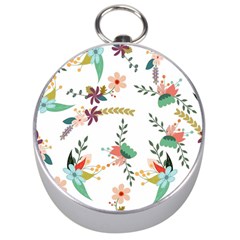 Floral Backdrop Pattern Flower Silver Compasses by Ravend