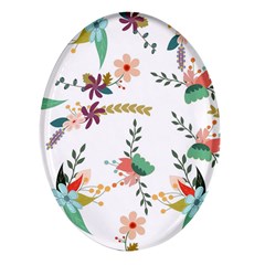 Floral Backdrop Pattern Flower Oval Glass Fridge Magnet (4 Pack) by Ravend