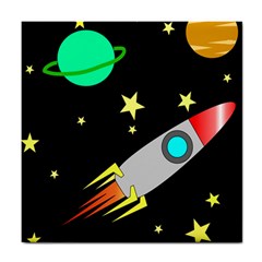 Planet Rocket Space Stars Tile Coaster