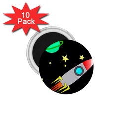 Planet Rocket Space Stars 1 75  Magnets (10 Pack) 