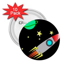 Planet Rocket Space Stars 2 25  Buttons (10 Pack) 