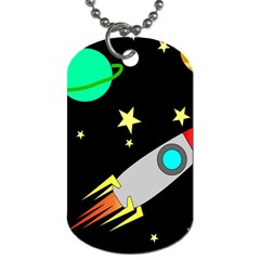 Planet Rocket Space Stars Dog Tag (two Sides)