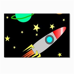 Planet Rocket Space Stars Postcard 4 x 6  (pkg Of 10)