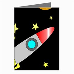 Planet Rocket Space Stars Greeting Card