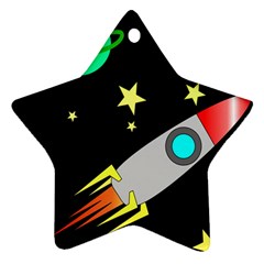 Planet Rocket Space Stars Star Ornament (two Sides)