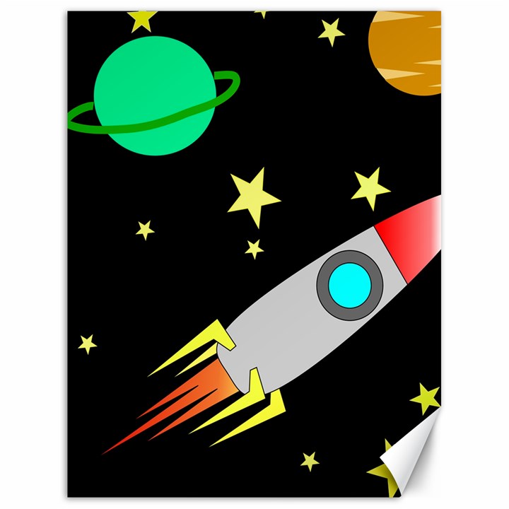 Planet Rocket Space Stars Canvas 18  x 24 