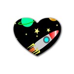 Planet Rocket Space Stars Rubber Heart Coaster (4 pack) Front