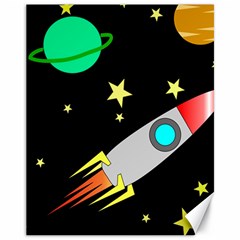 Planet Rocket Space Stars Canvas 11  X 14 