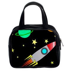 Planet Rocket Space Stars Classic Handbag (two Sides)