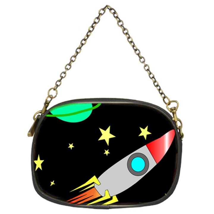 Planet Rocket Space Stars Chain Purse (Two Sides)