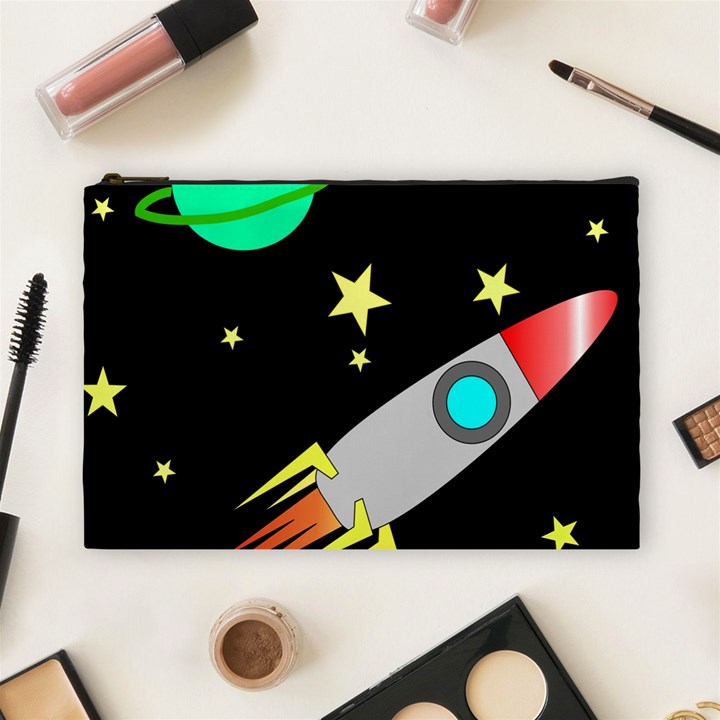 Planet Rocket Space Stars Cosmetic Bag (Large)